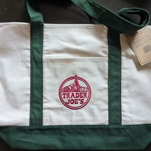 NWT Trader Joe's Green Limited Edition Large Canvas Tote Bag